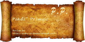 Pakó Primusz névjegykártya